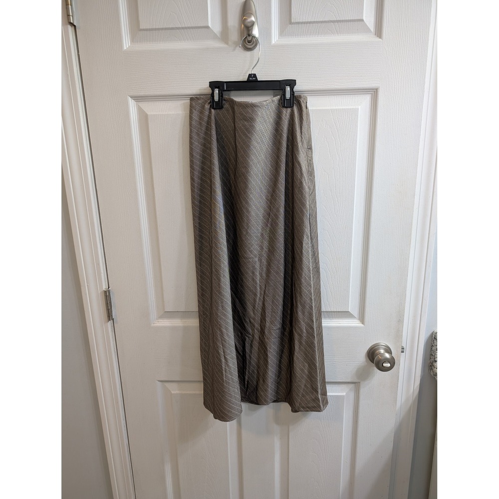 Astrβ The Label Taupe Pin Stripe Midi Skirt Polyester Rayon Blend - Size S